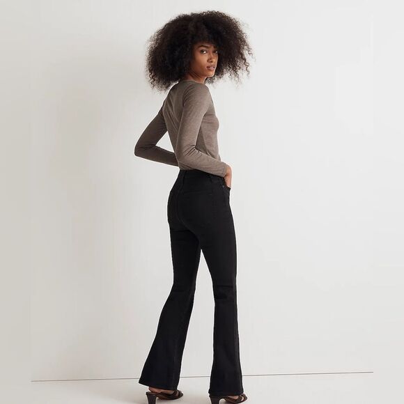 Madewell NWT Tall Skinny Flare Jeans Size 23T in Black Frost Wash - Picture 4 of 9